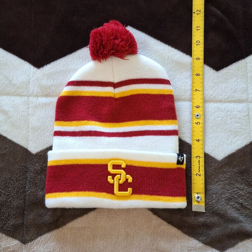 Youth '47 White USC Trojans Stripling Cuffed Knit Hat with Pom